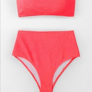 Neon pink high waisted bikini swim